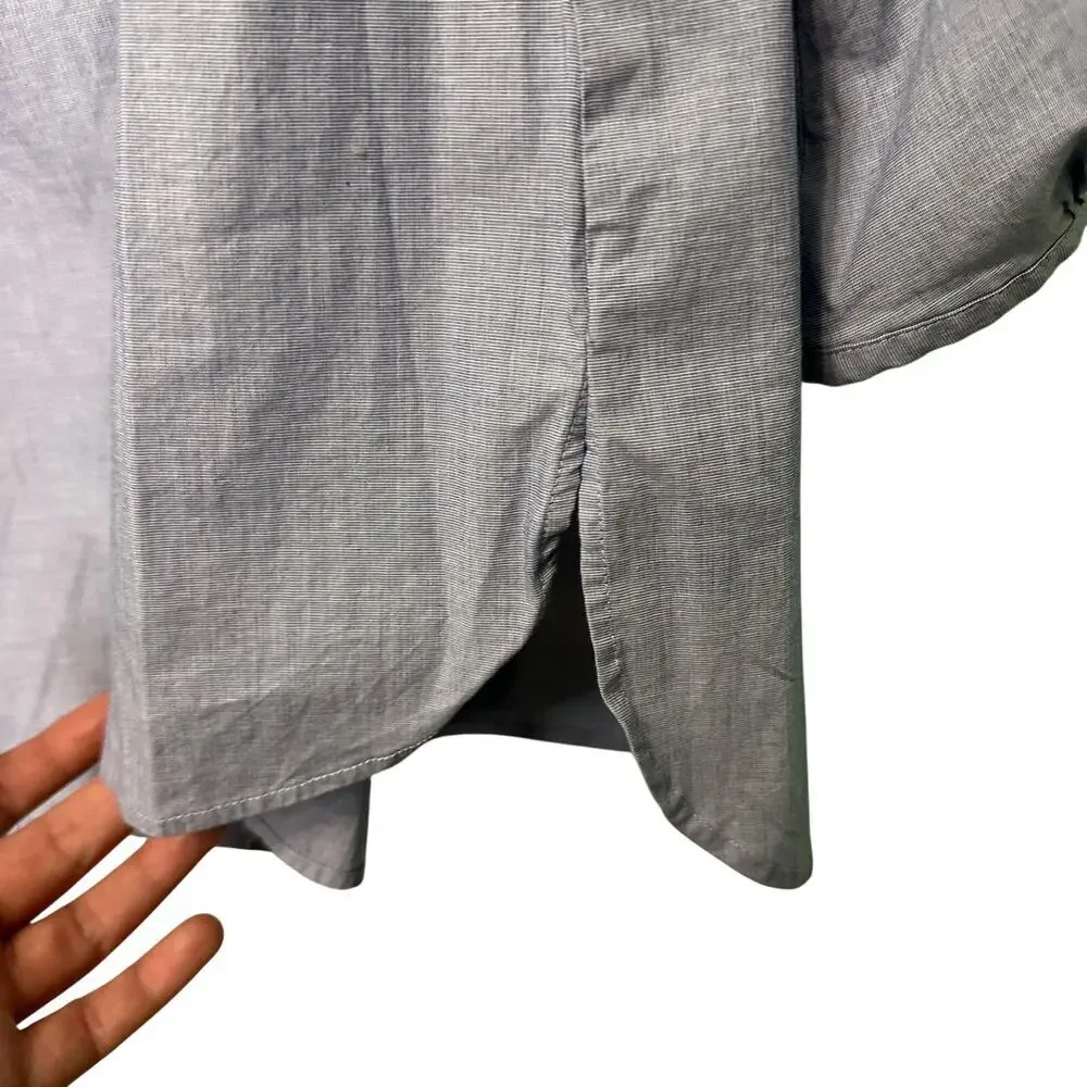 Banana Republic Denim Blue Off Shoulder Long Sleeve Blouse Shirt‎ Cotton Large